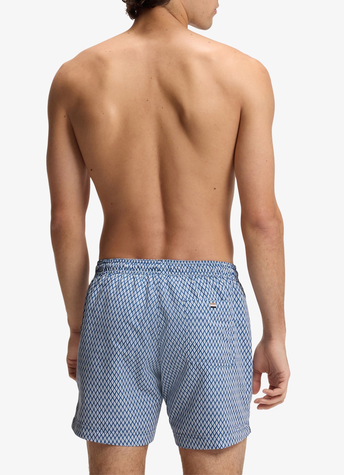 BOSS Zwemshort met microprint en logopatch - achterkant 4 open blue-462 / blauw
