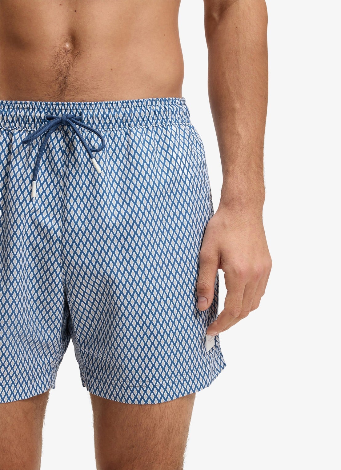 BOSS Zwemshort met microprint en logopatch - detail 3 open blue-462 / blauw