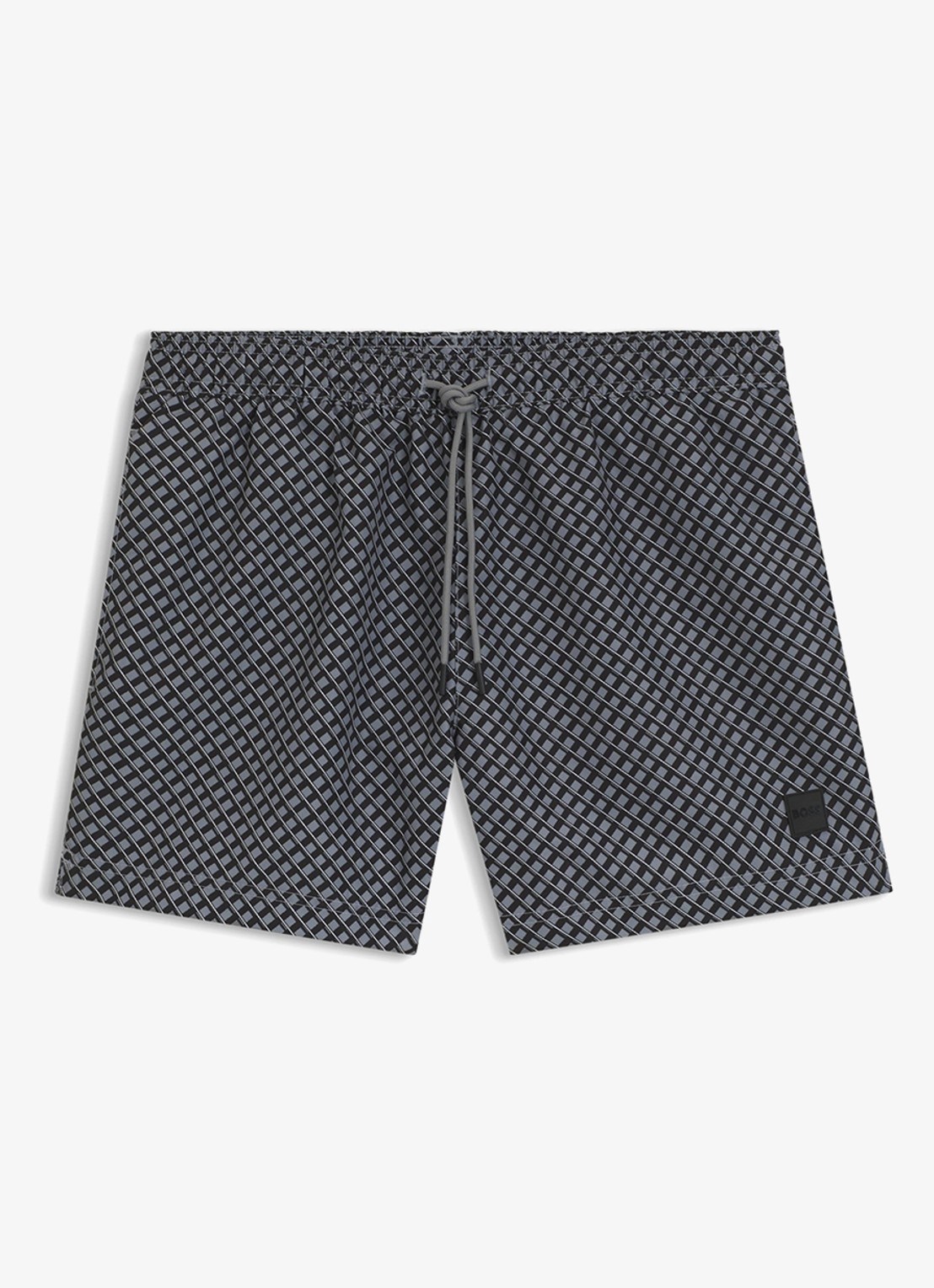 BOSS Zwemshort met microprint en logopatch - voorkant open grey-079 / grijs