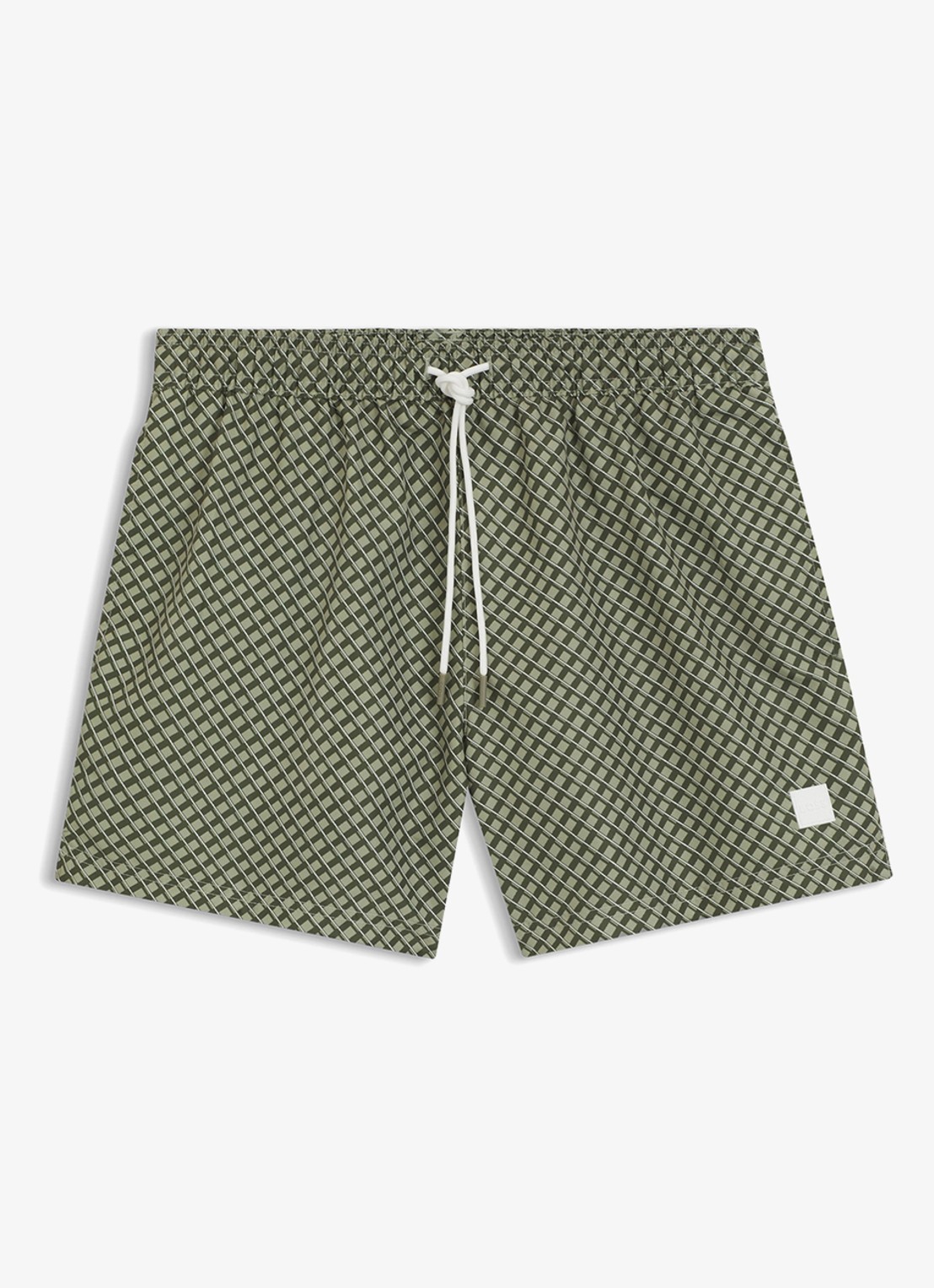 BOSS Zwemshort met microprint en logopatch - voorkant dark beige-254 / beige