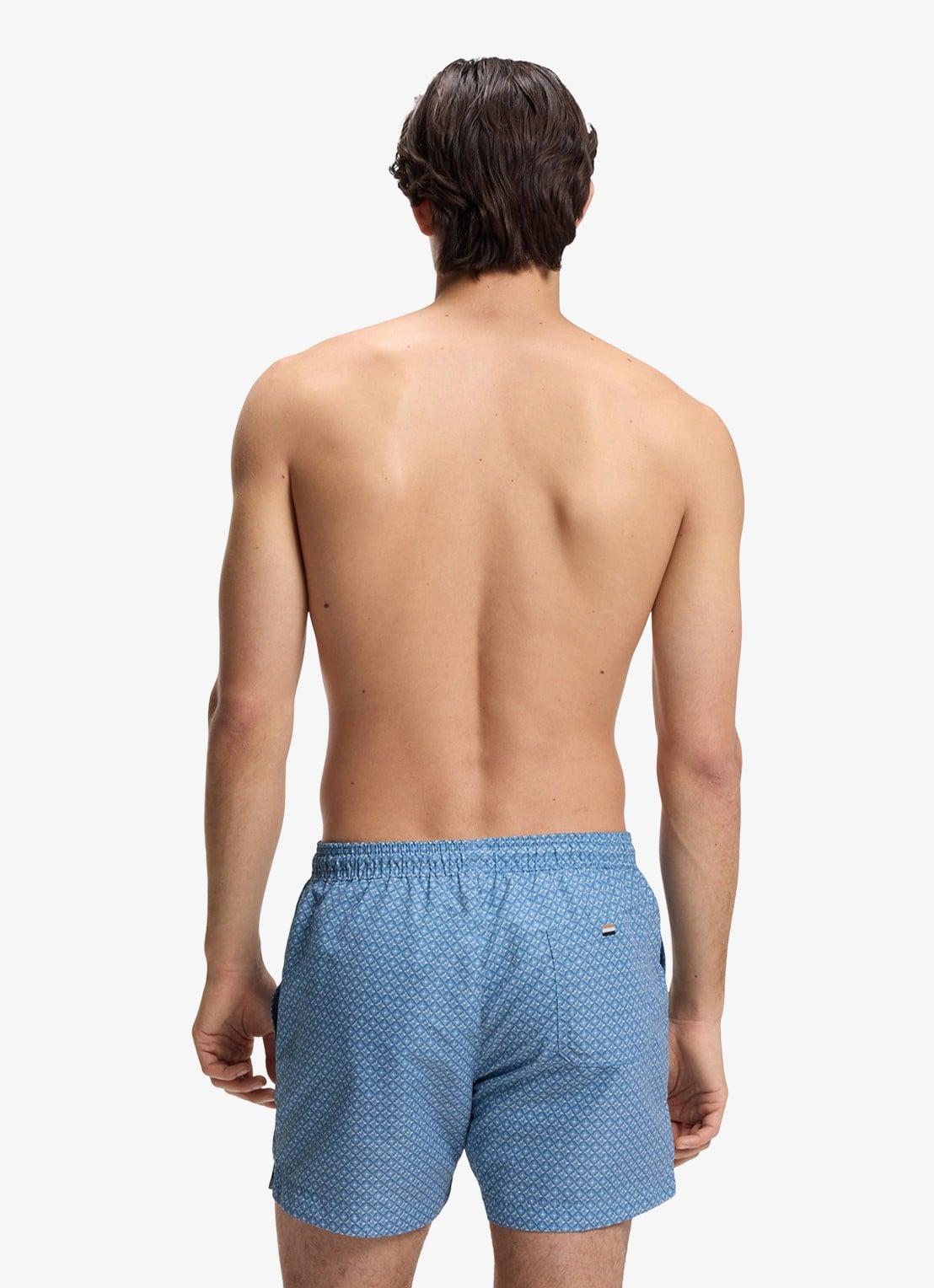 BOSS Zwemshort met microprint en logopatch - achterkant 4 light/pastel blue-458 / blauw