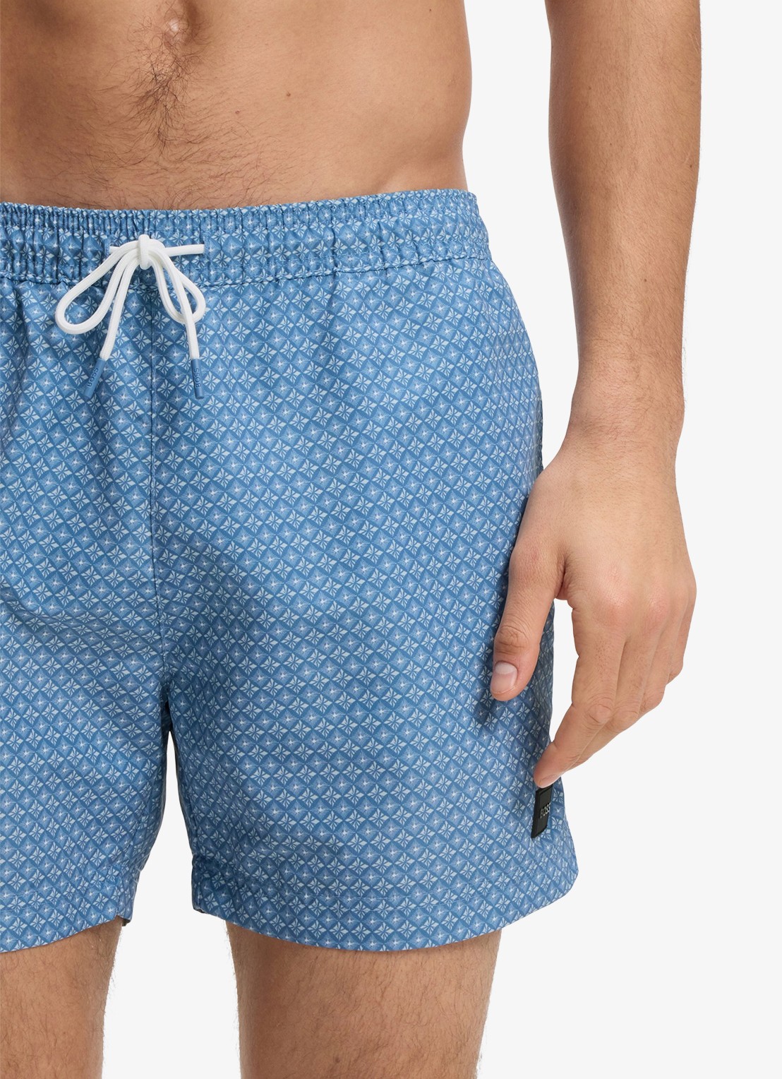 BOSS Zwemshort met microprint en logopatch - detail 3 light/pastel blue-458 / blauw