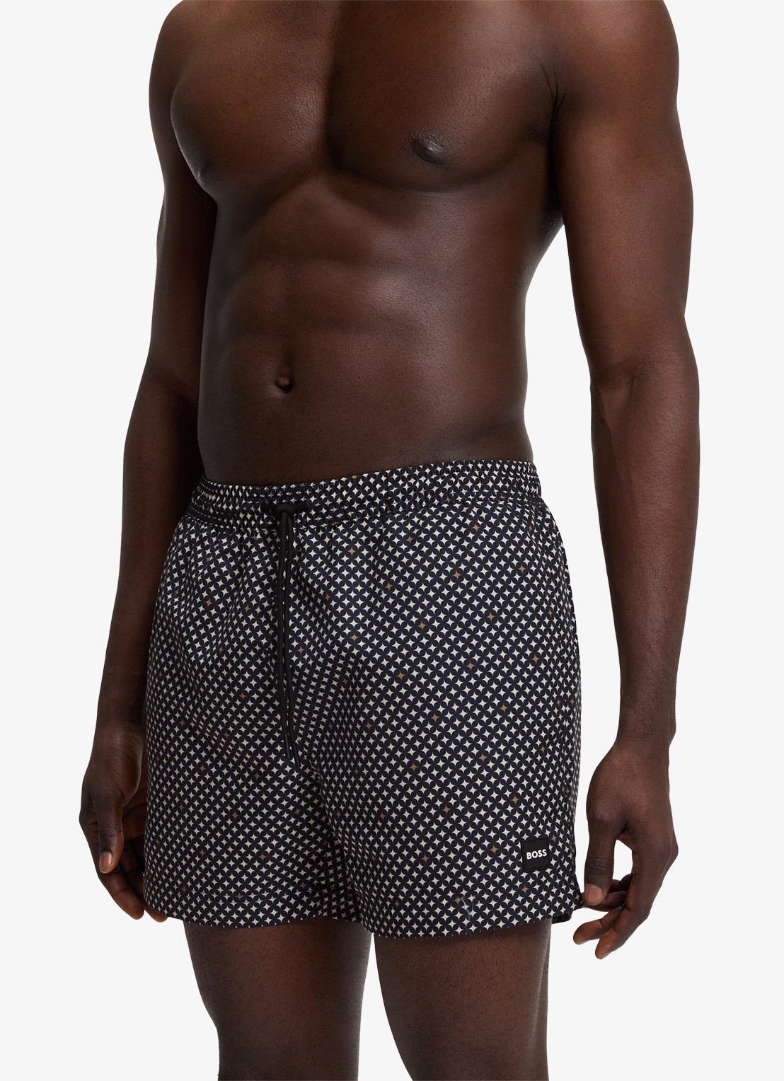 BOSS Zwemshort met microprint en logopatch - detail 3 open brown-248 / bruin
