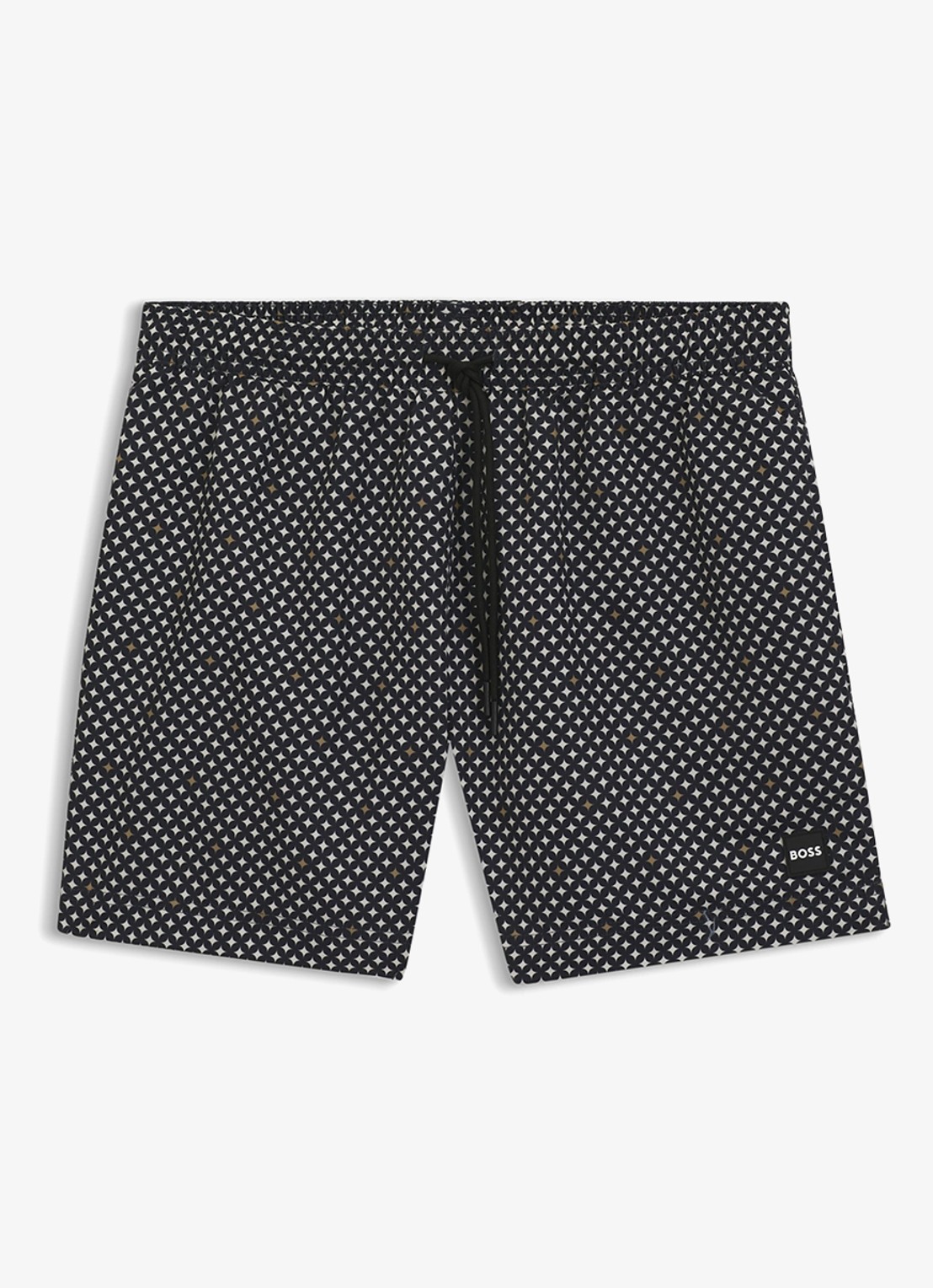 BOSS Zwemshort met microprint en logopatch - voorkant 4 open brown-248 / bruin