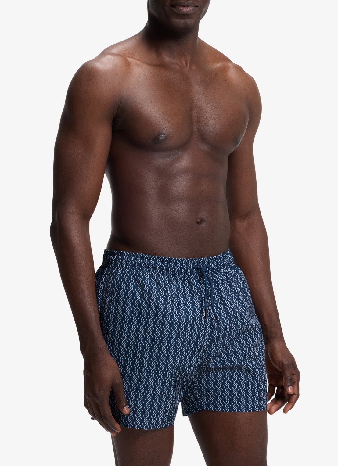 BOSS Zwemshort met microprint en logopatch - detail 2 navy-418 / blauw