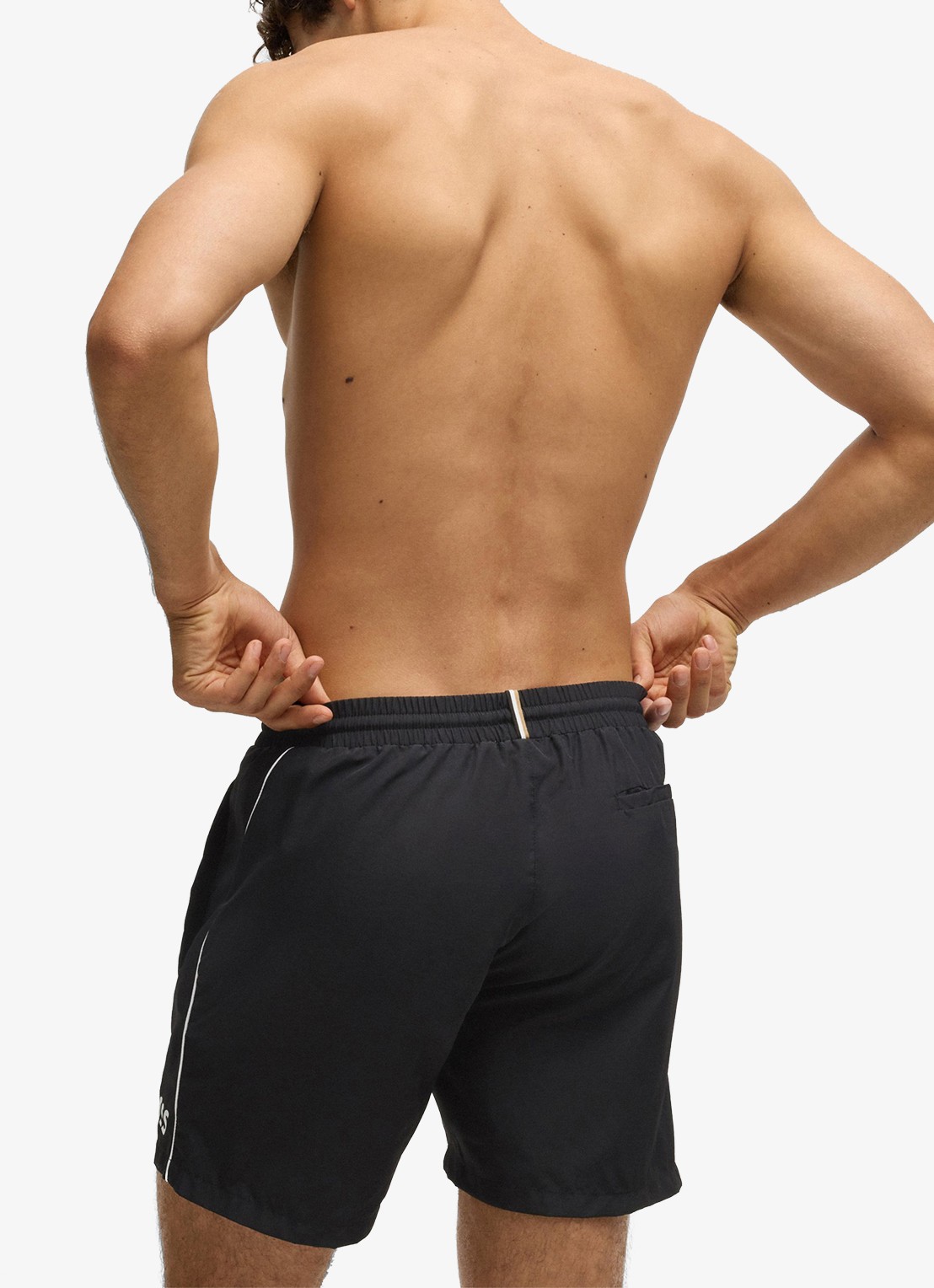 BOSS Zwemshorts met steekzakken en logo - achterkant black-001 / zwart