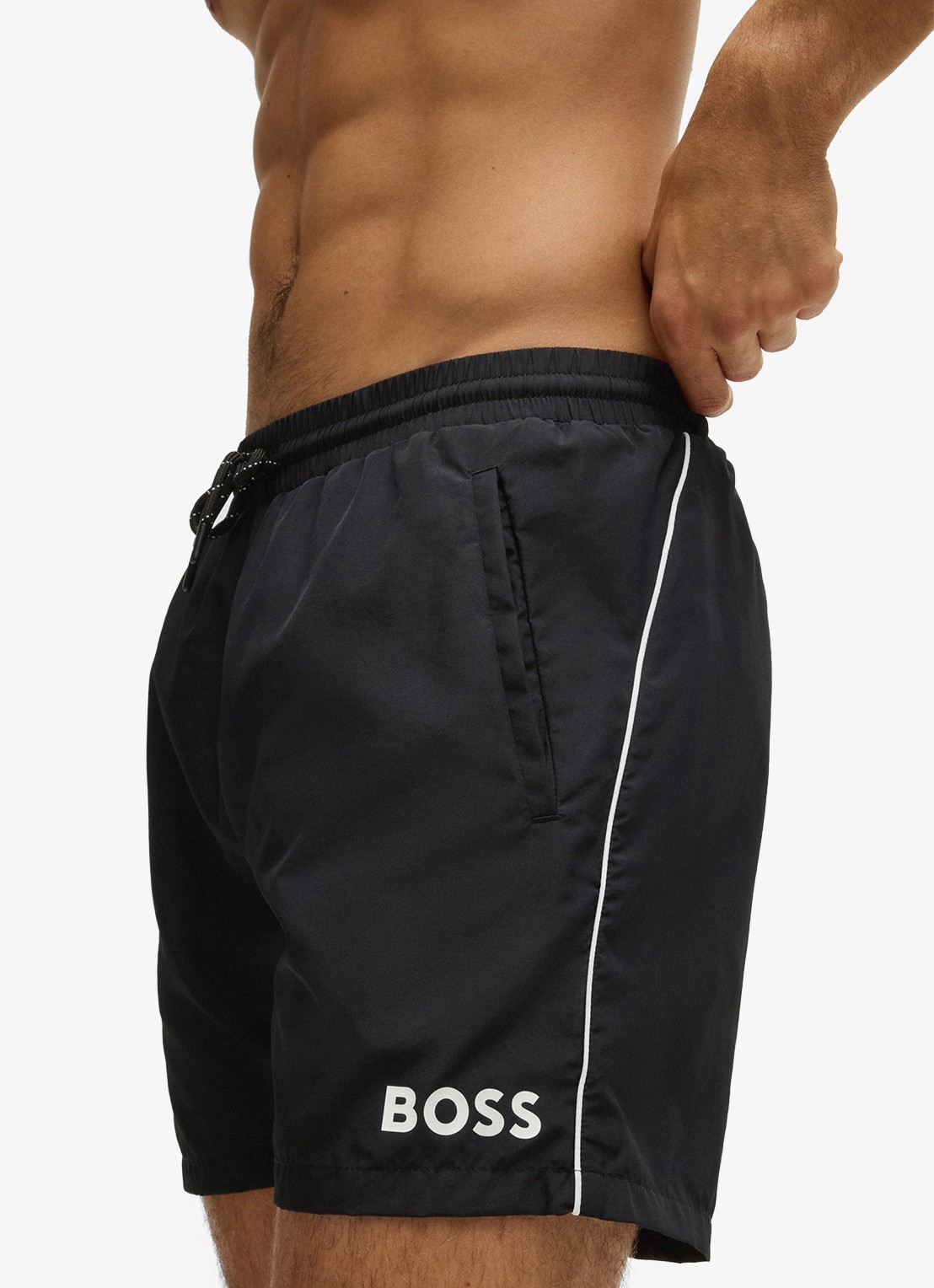 BOSS Zwemshorts met steekzakken en logo - detail 2 black-001 / zwart