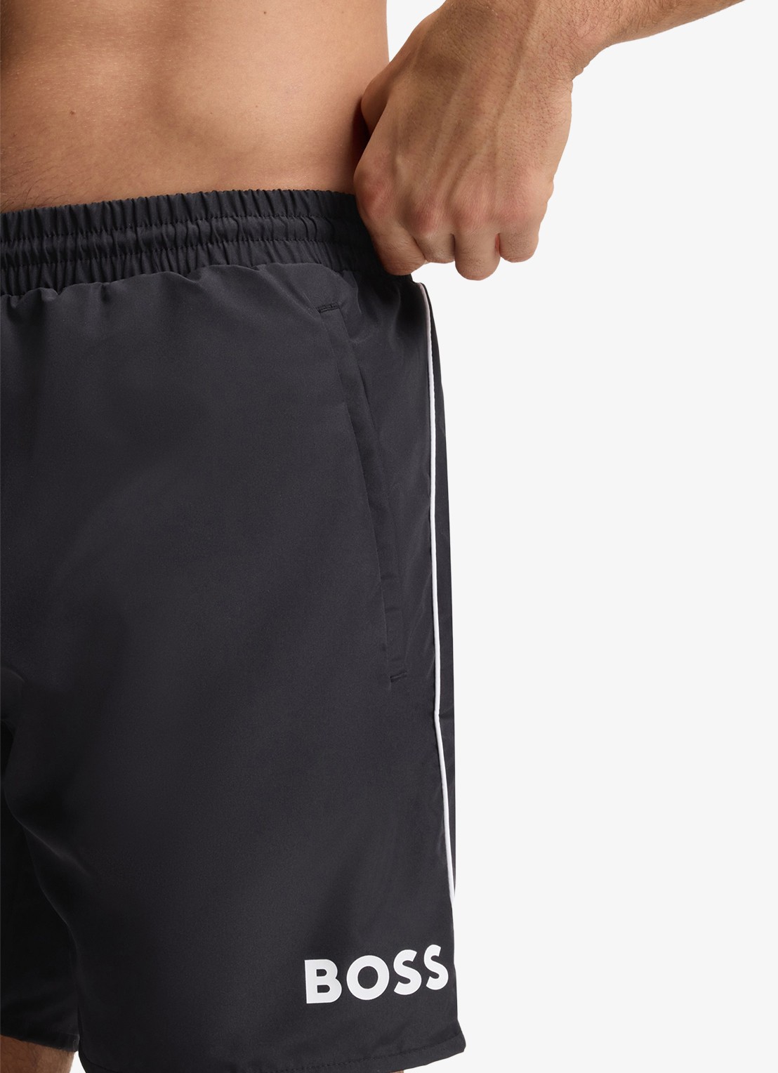 BOSS Zwemshorts met steekzakken en logo - detail 5 black-001 / zwart
