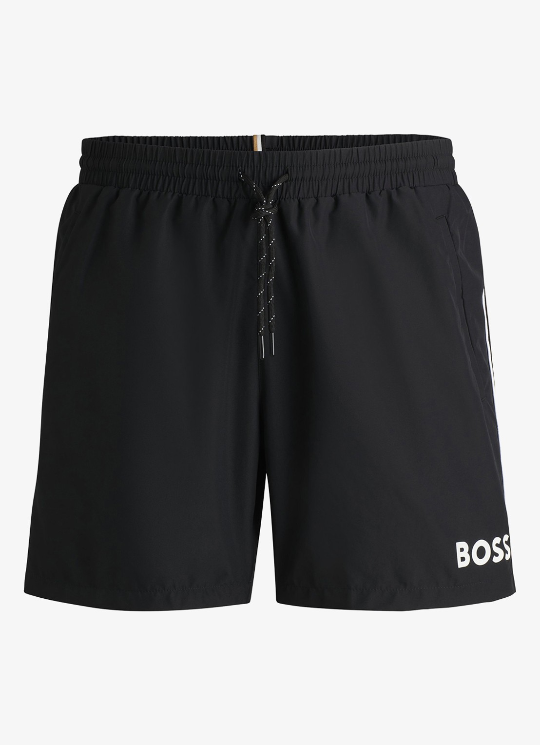 BOSS Zwemshorts met steekzakken en logo - voorkant 3 black-001 / zwart