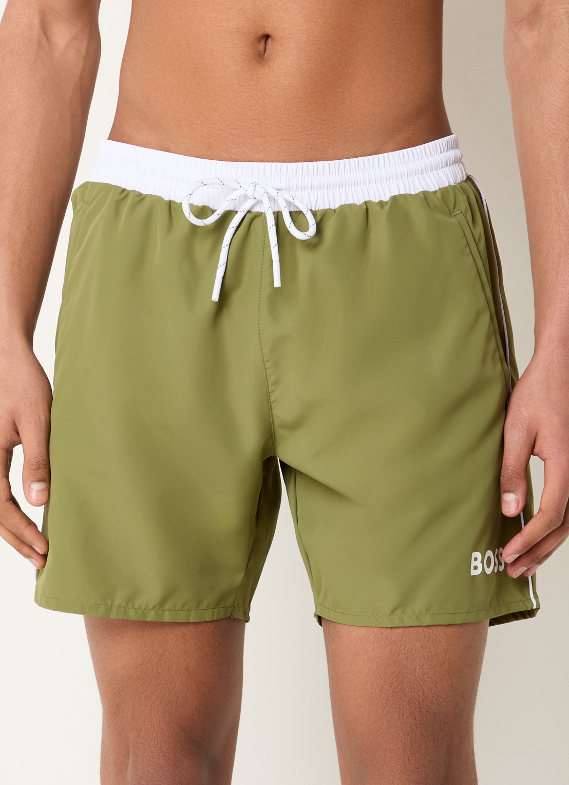 BOSS Zwemshorts met steekzakken en logo - detail 3 medium green-311 / groen