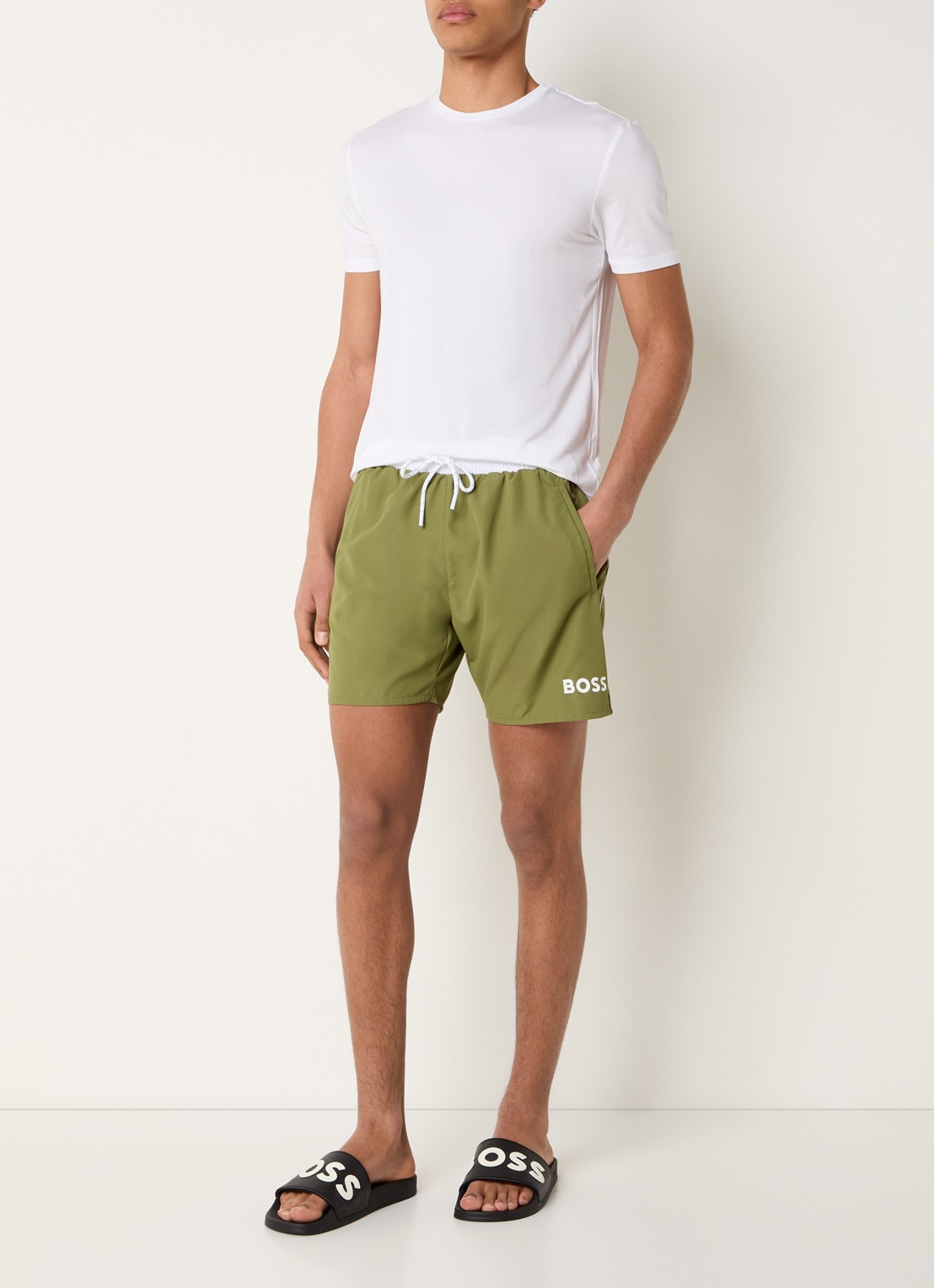 BOSS Zwemshorts met steekzakken en logo - voorkant 2 medium green-311 / groen