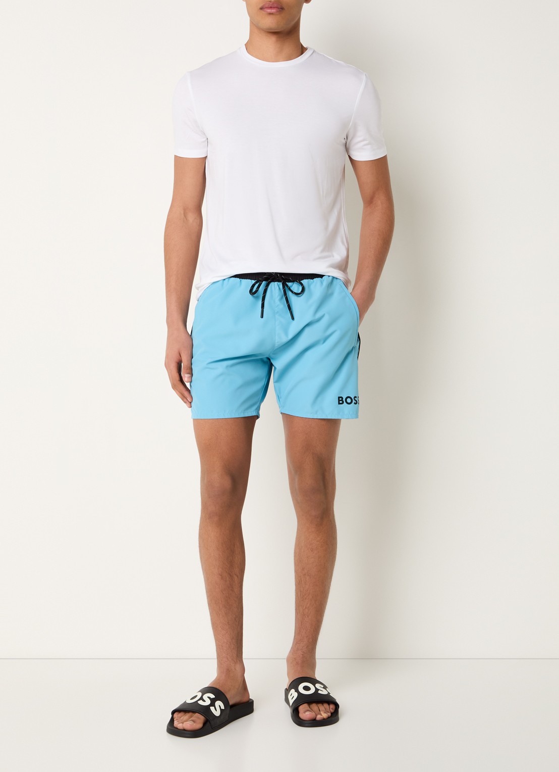 BOSS Zwemshorts met steekzakken en logo - voorkant 4 light/pastel blue-455 / blauw