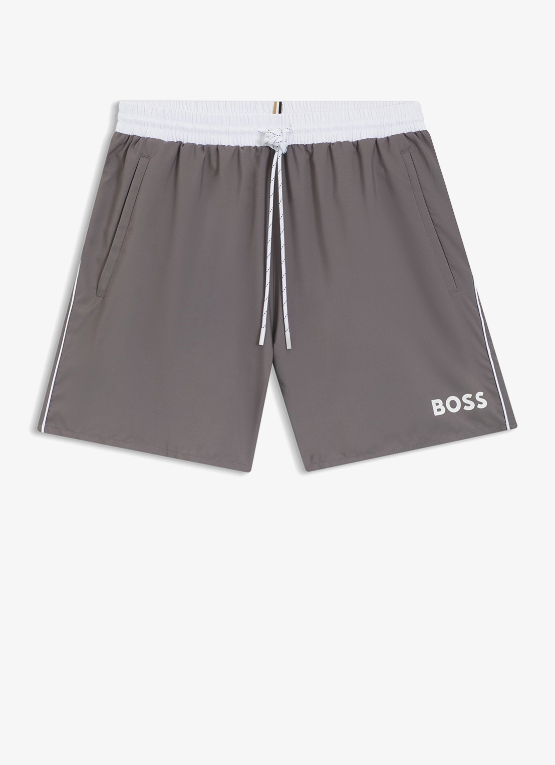 BOSS Zwemshorts met steekzakken en logo - voorkant 4 dark grey-025 / grijs