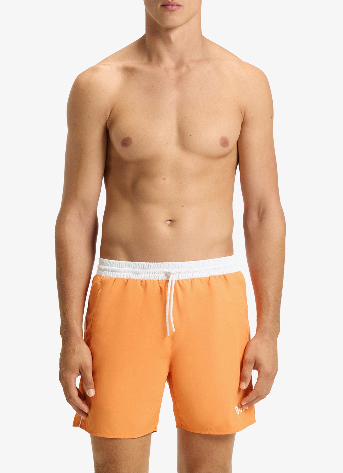 BOSS Zwemshorts met steekzakken en logo - voorkant 3 bright orange-820 / oranje