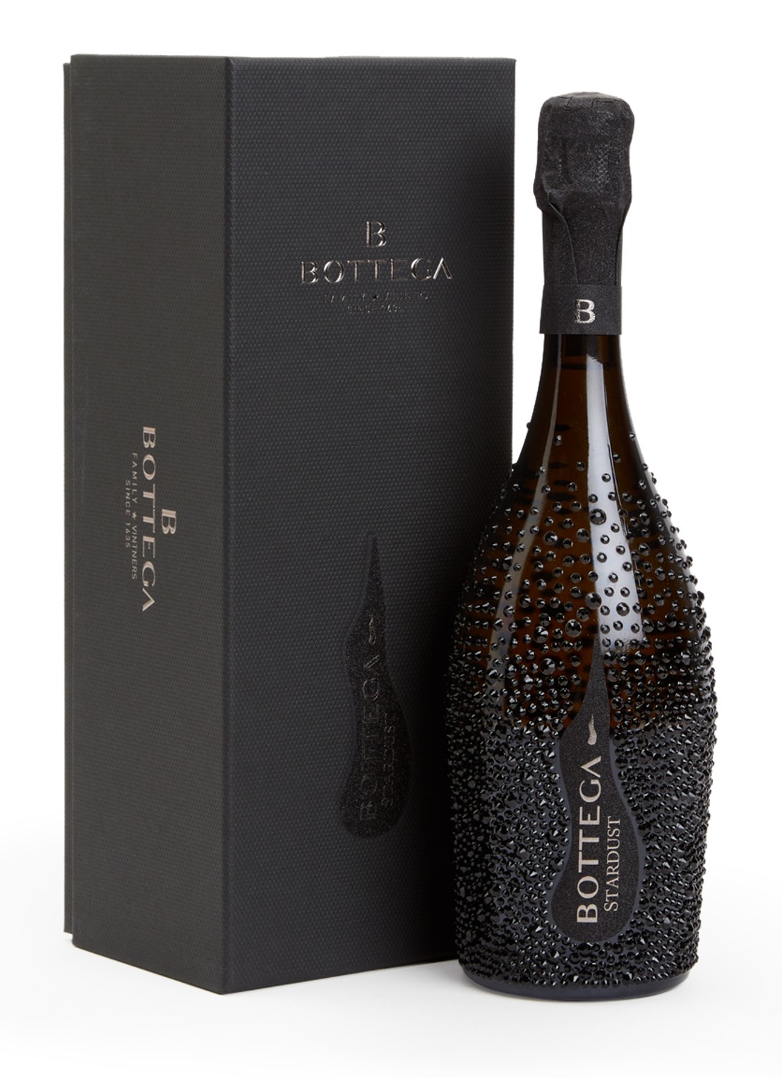 Bottega Bottega Stardust Black mousserende wijn in geschenkverpakking 750 ml - voorkant zwart
