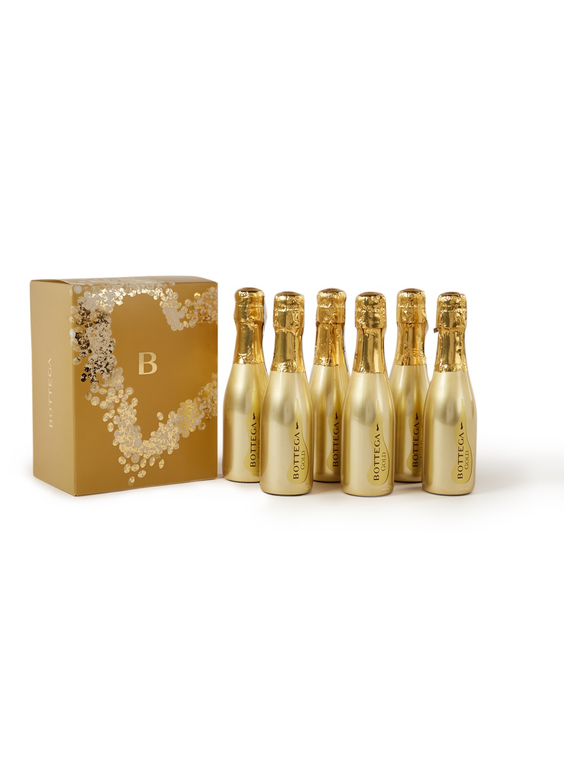 Bottega Gold Prosecco Brut mousserende wijn Piccolo 200 ml 6 stuks - voorkant goud