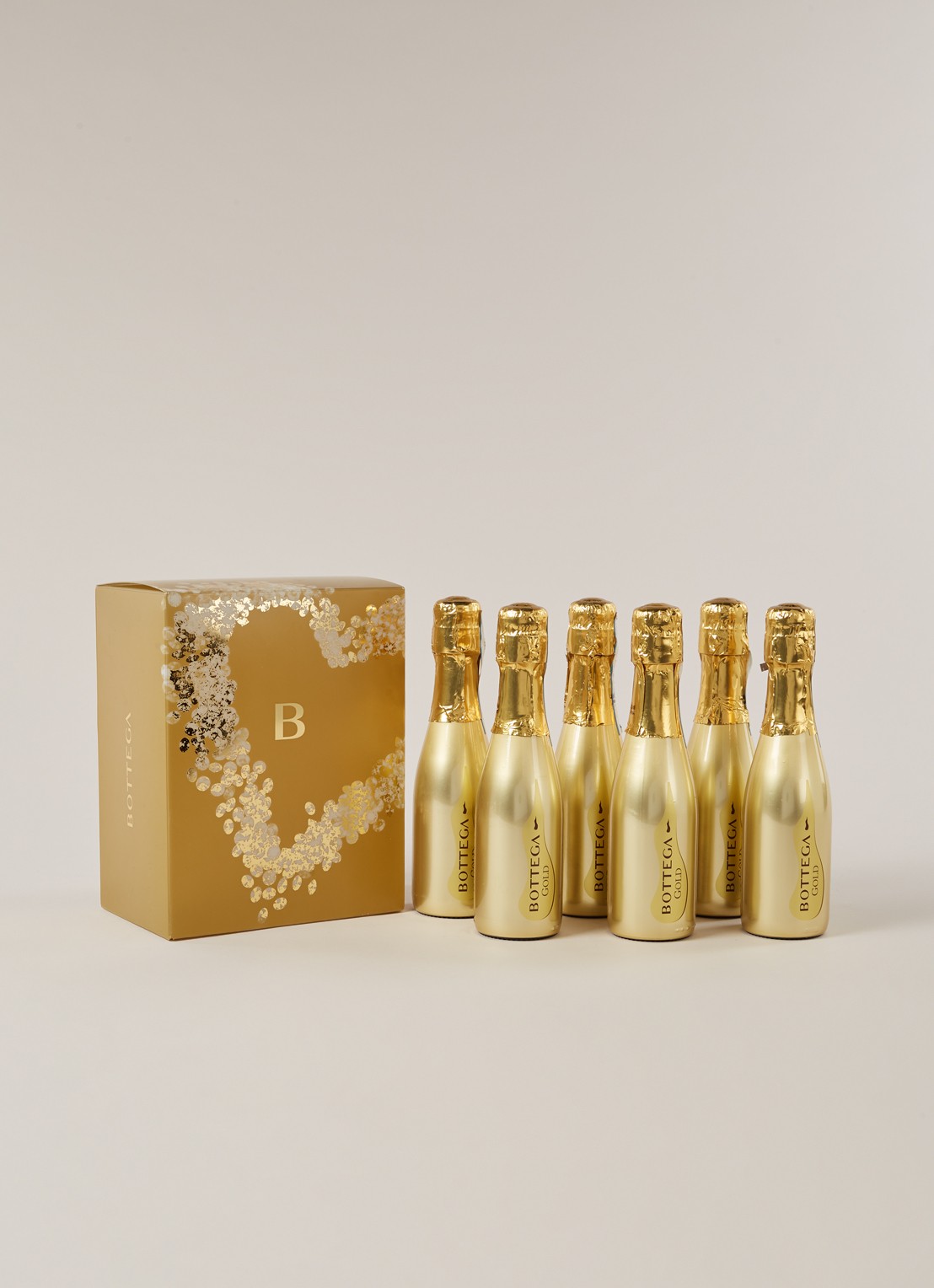 Bottega Gold Prosecco Brut mousserende wijn Piccolo 200 ml 6 stuks - voorkant 2 goud