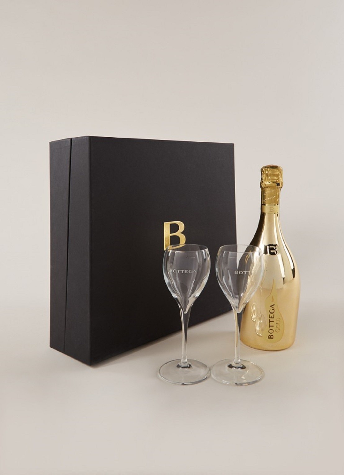 Bottega Gold Prosecco mousserende wijn met champagneglazen in geschenkdoos 750 ml - voorkant 2 undefined