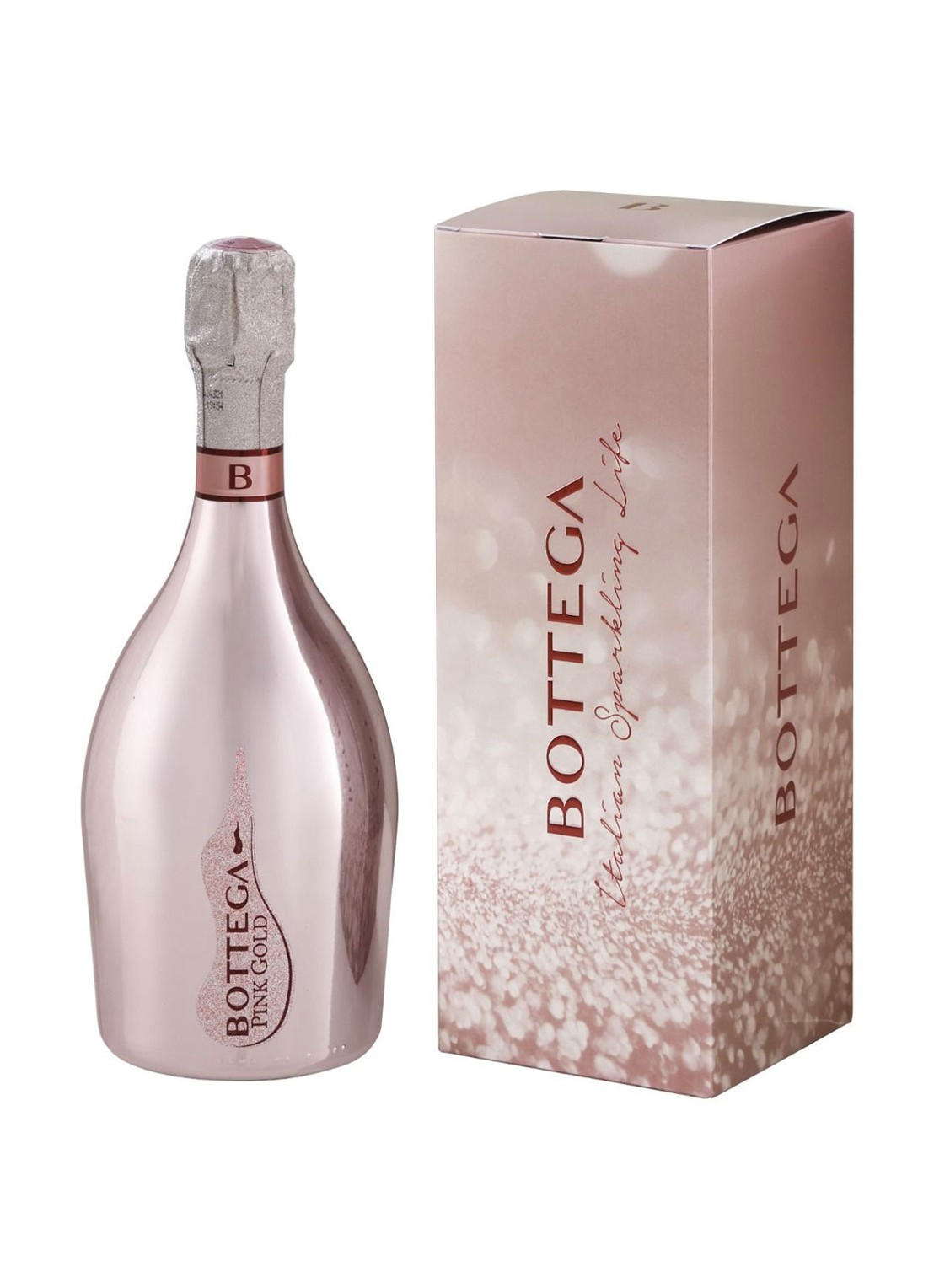 Bottega Pink Gold Prosecco DOC mousserende rosé wijn 750 ml - voorkant lichtroze