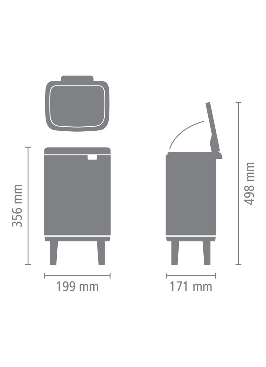 Brabantia Bo Hi afvalemmer 4 liter met kunststof binnenemmer - detail 5 wit