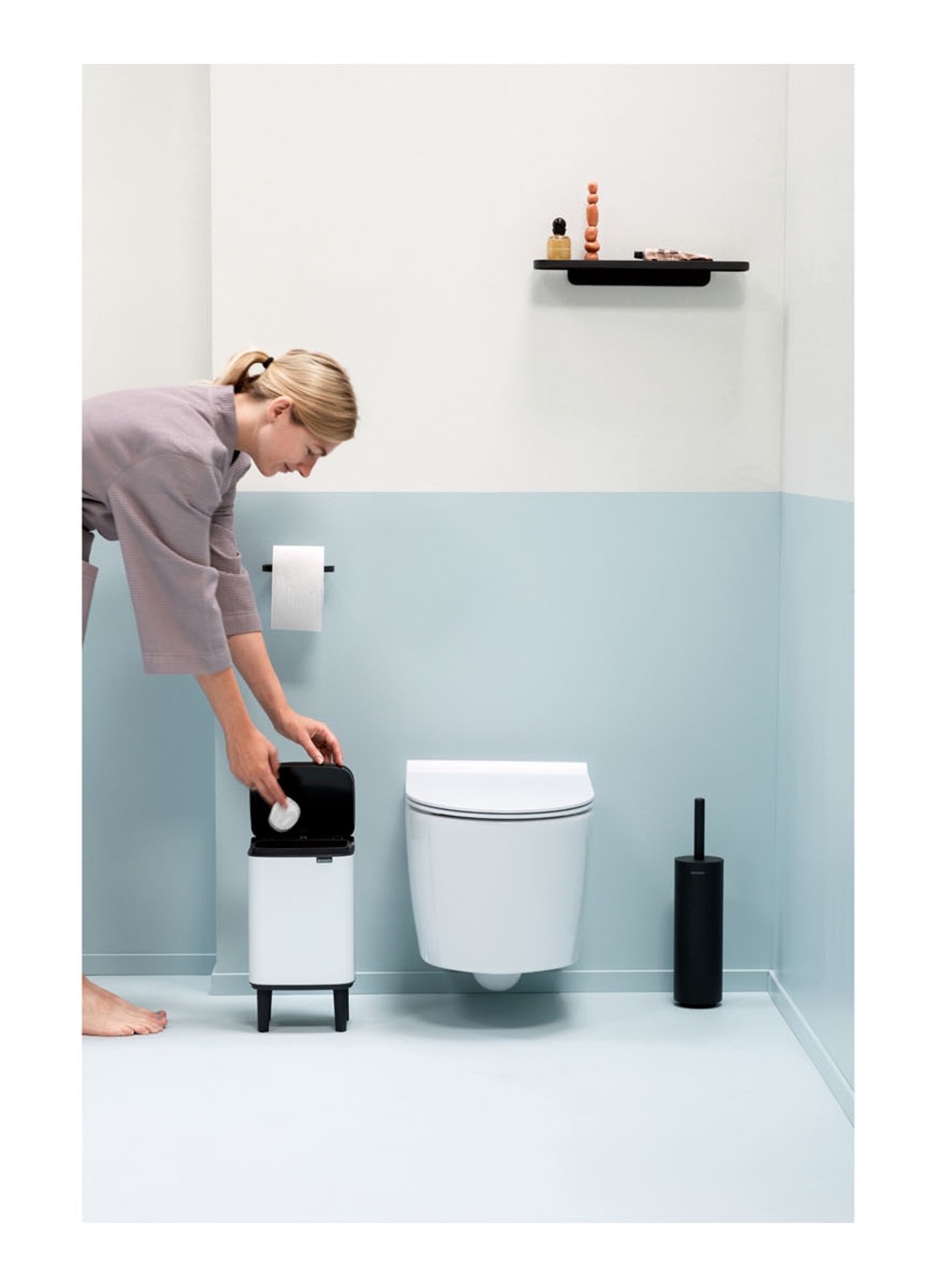 Brabantia Bo Hi afvalemmer 4 liter met kunststof binnenemmer - voorkant 2 wit