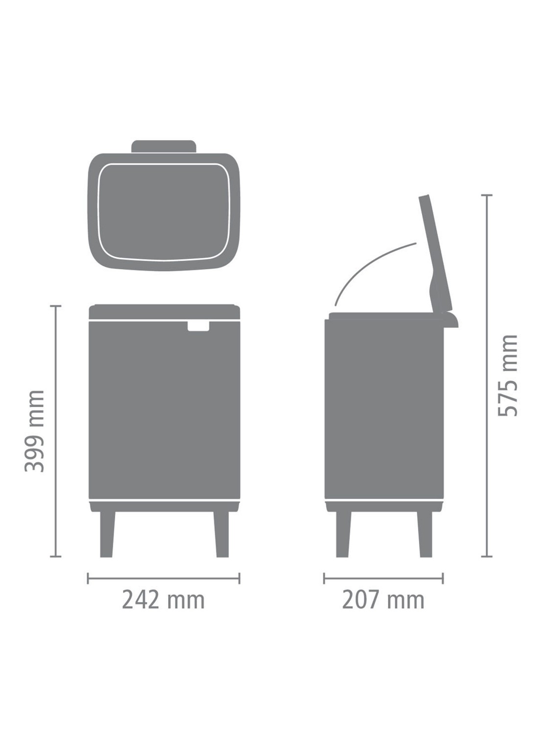 Brabantia Bo Hi afvalemmer 7 liter met kunststof binnenemmer - detail 5 wit