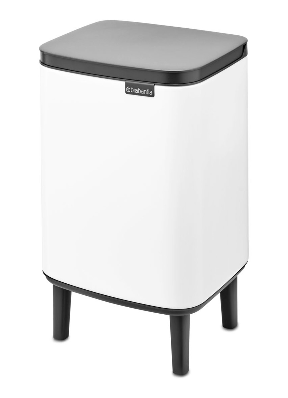 Brabantia Bo Hi afvalemmer 7 liter met kunststof binnenemmer - voorkant wit