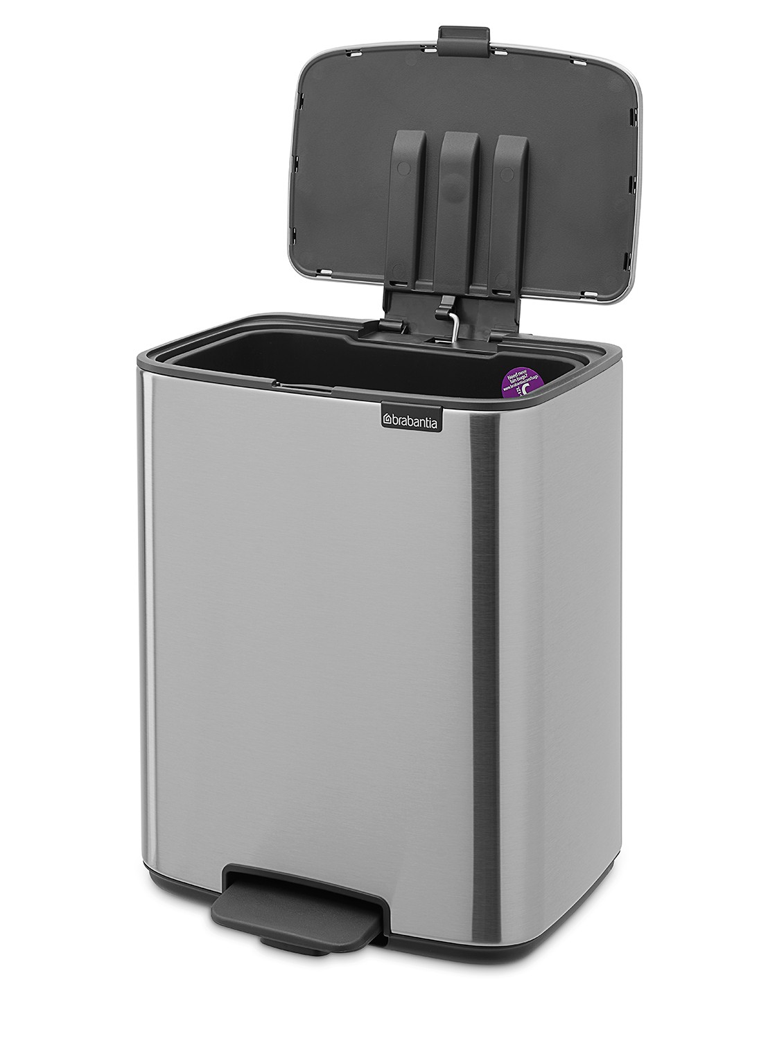 Brabantia Bo pedaalemmer 12 liter - achterkant zilver