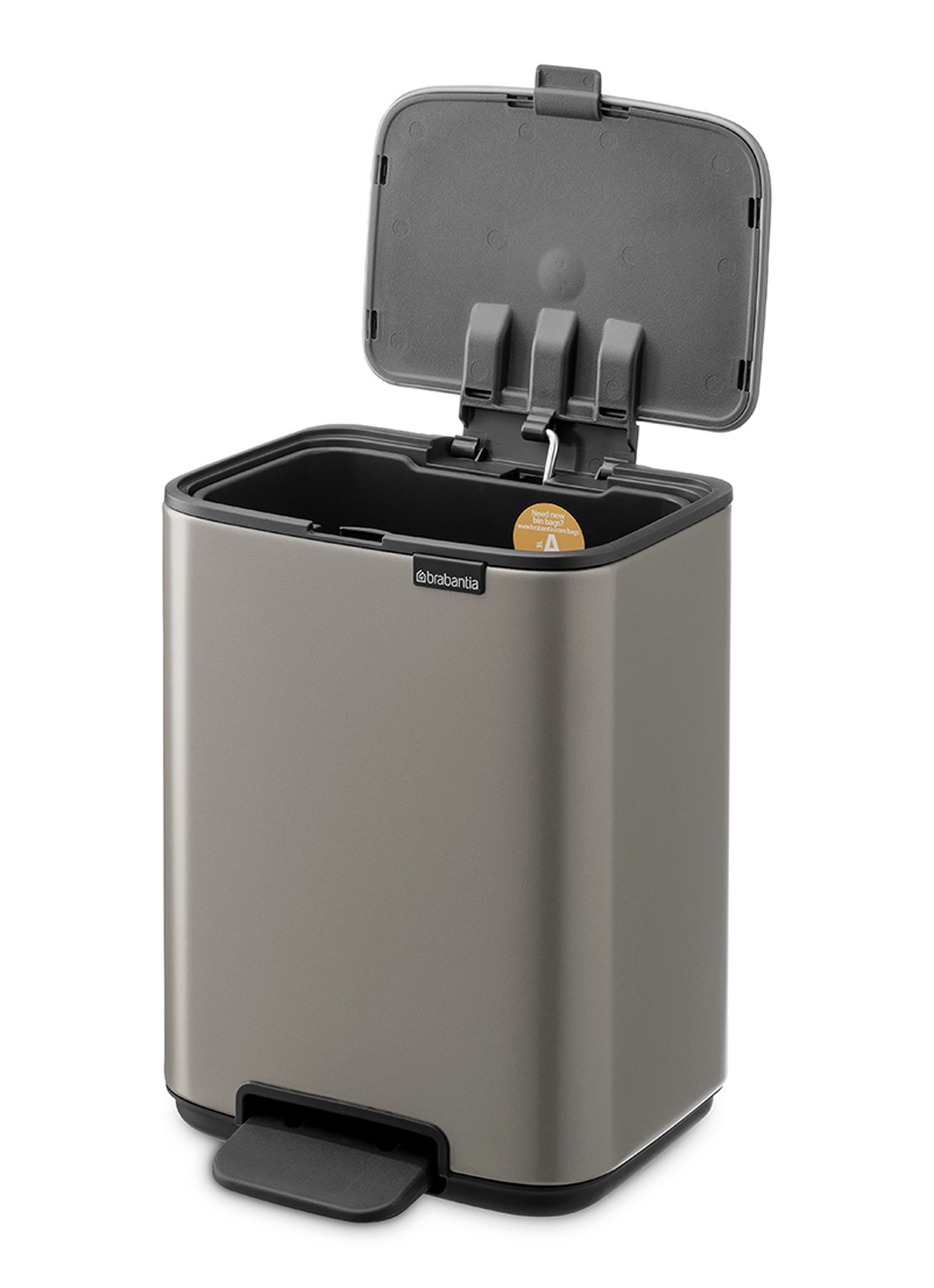 Brabantia Bo pedaalemmer 4 liter  - achterkant grijs