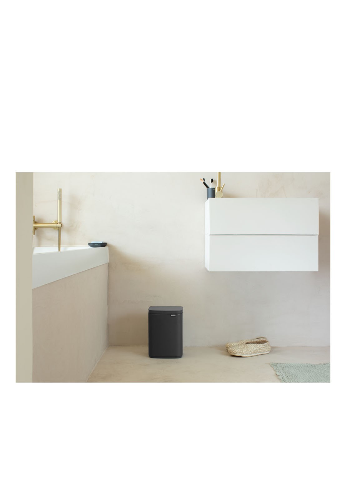 Brabantia Bo prullenbak met deksel 4 liter - detail antraciet