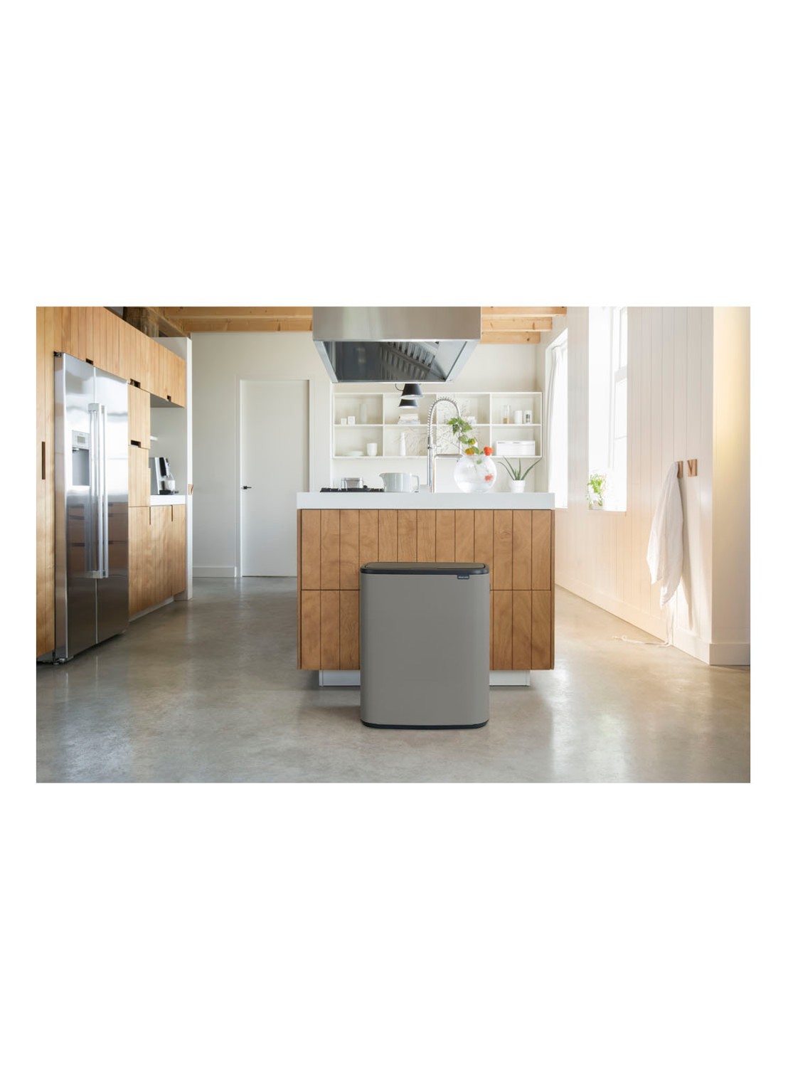 Brabantia Bo Touch Bin  duo prullenbak met deksel  2 x 30 liter - voorkant 2 grijs