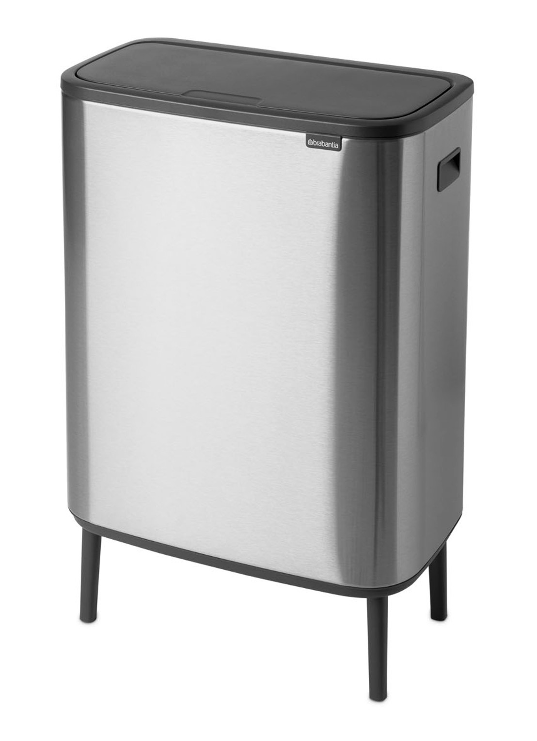 Brabantia Bo Touch Bin Hi  duo prullenbak met deksel op pootjes 2 x 30 liter - detail zilver