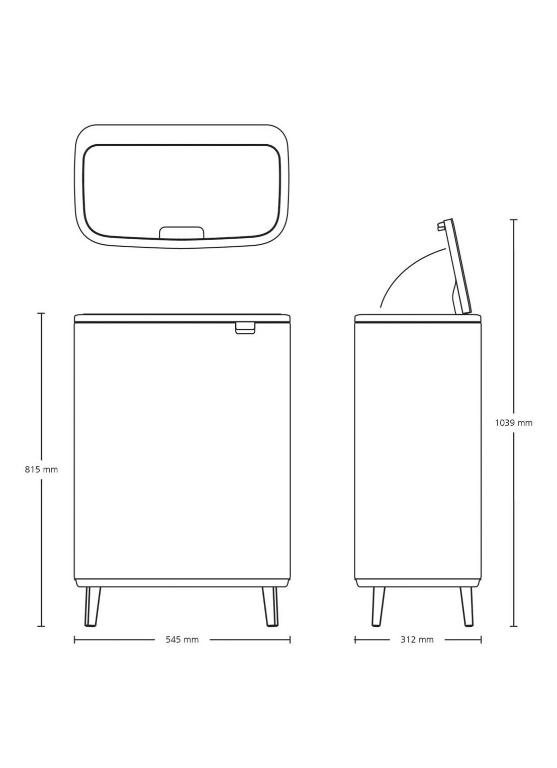Brabantia Bo Touch Bin Hi  duo prullenbak met deksel op pootjes 2 x 30 liter - detail 3 zilver