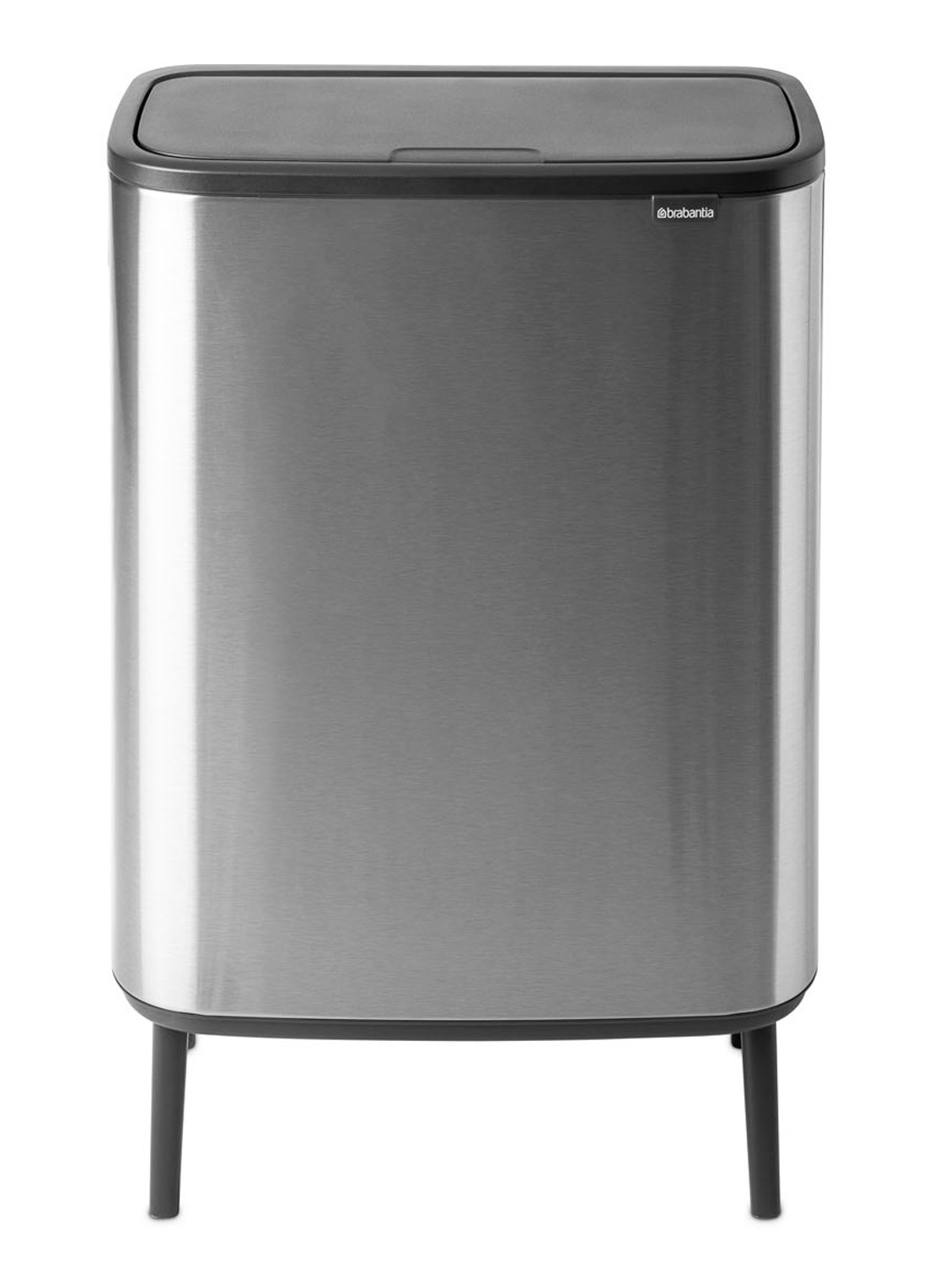 Brabantia Bo Touch Bin Hi  duo prullenbak met deksel op pootjes 2 x 30 liter - voorkant 6 zilver