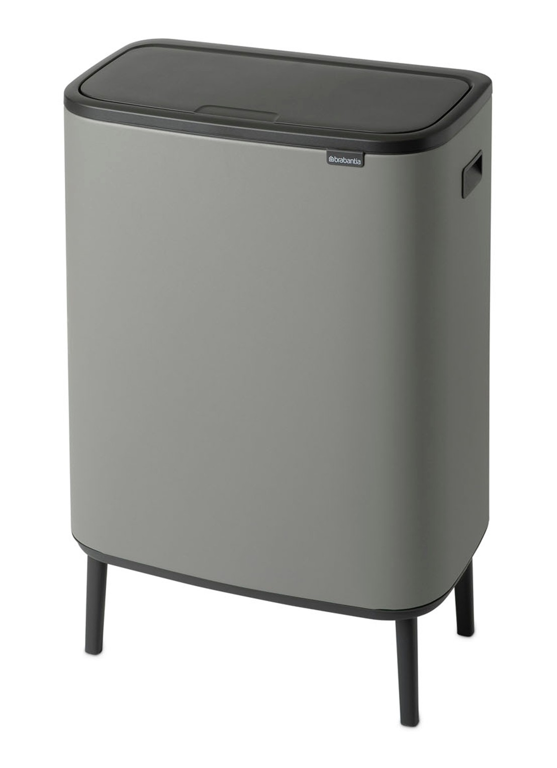 Brabantia Bo Touch Bin Hi  duo prullenbak met deksel op pootjes 2 x 30 liter - detail grijs