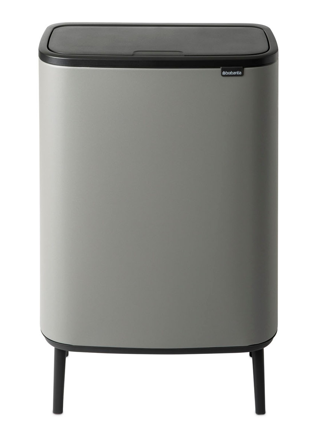 Brabantia Bo Touch Bin Hi  duo prullenbak met deksel op pootjes 2 x 30 liter - voorkant 6 grijs