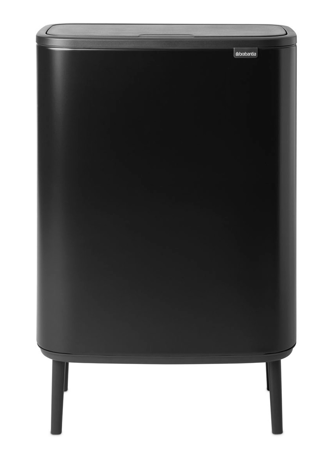 Brabantia Bo Touch Bin Hi prullenbak met deksel op pootjes 60 liter - voorkant zwart