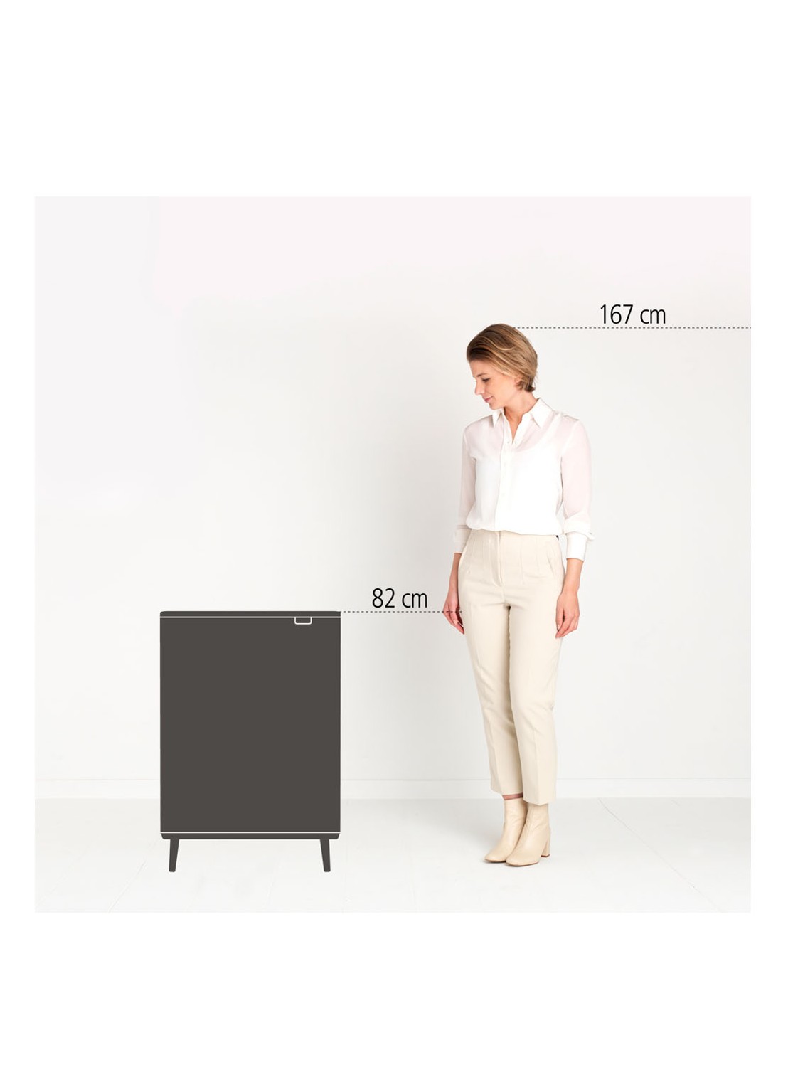 Brabantia Bo Touch Bin Hi prullenbak met deksel op pootjes 60 liter - detail 3 zilver