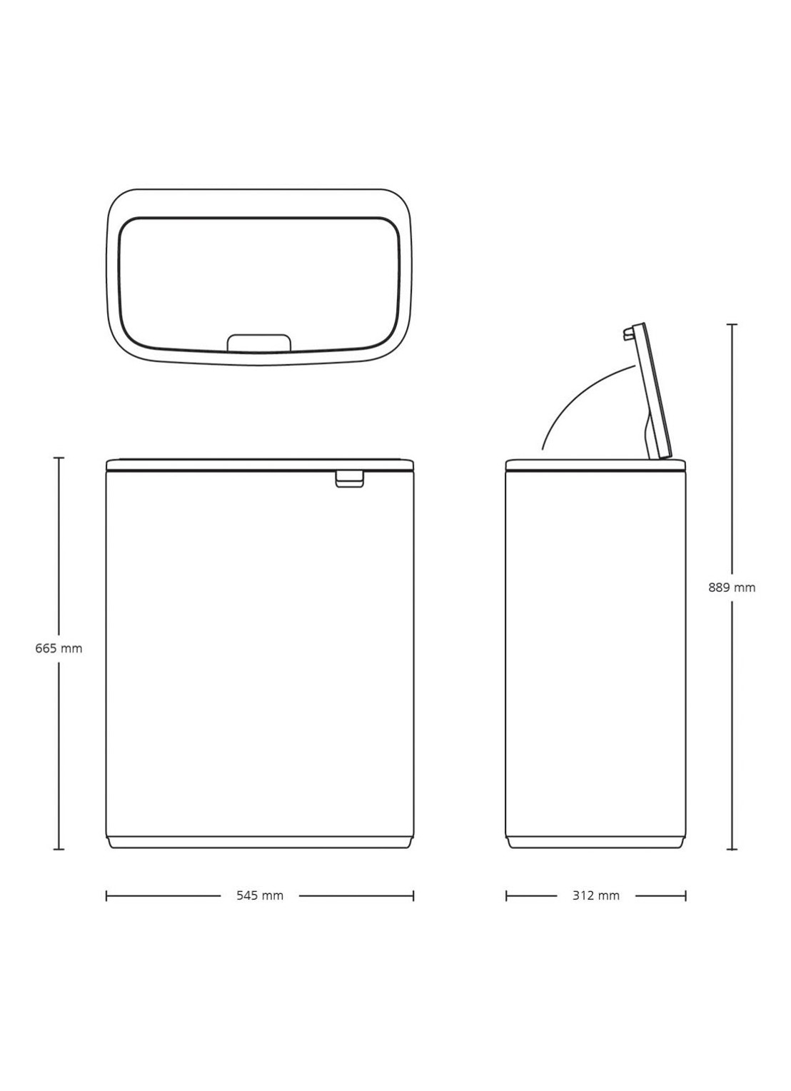 Brabantia Bo Touch Bin prullenbak met deksel 60 liter - detail 3 wit