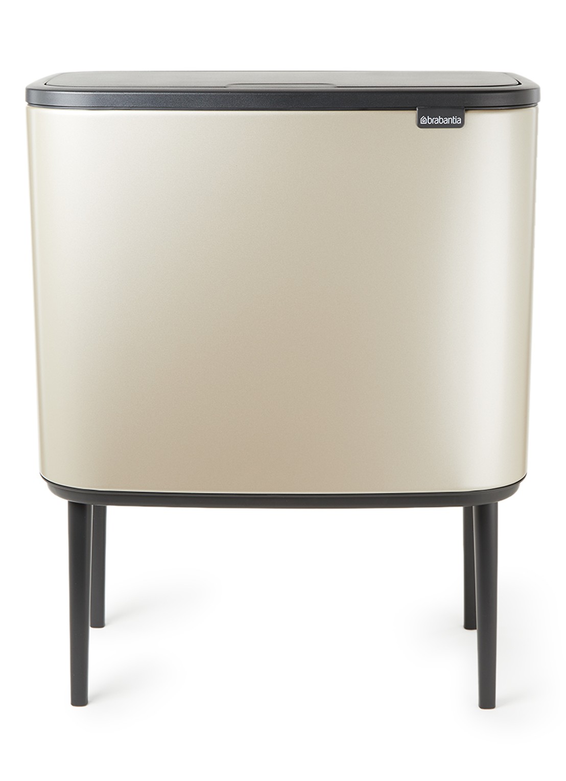Brabantia Bo Touch Bin prullenbak met deksel op pootjes 36 liter - voorkant goud