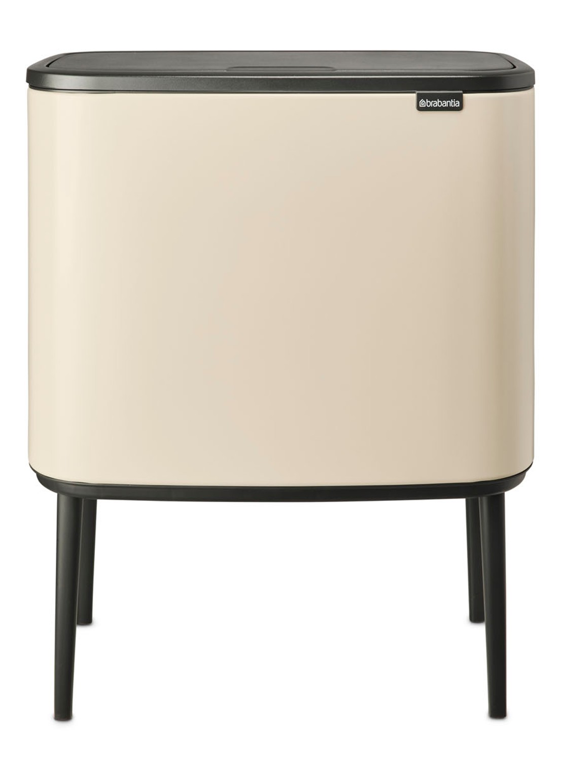Brabantia Bo Touch Bin prullenbak met deksel op pootjes 36 liter - voorkant beige