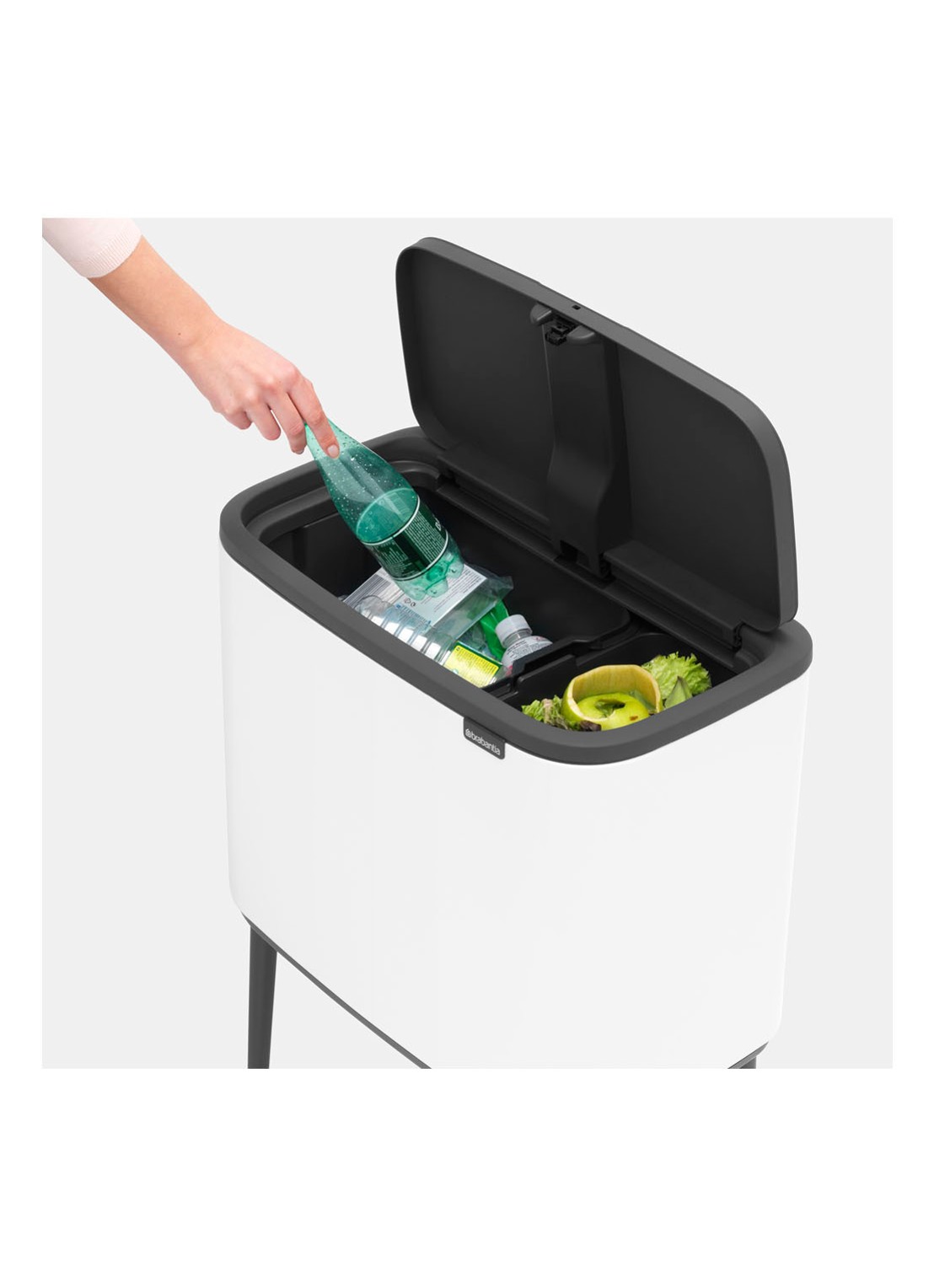 Brabantia Bo Touch Bin recyling duo prullenbak met deksel op pootjes 11 + 23 liter - detail 6 wit