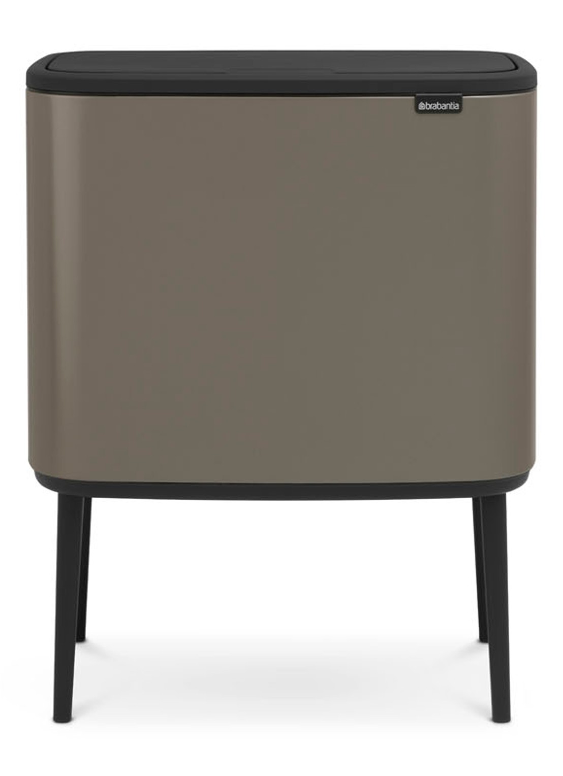 Brabantia Bo Touch Bin recyling duo prullenbak met deksel op pootjes 11 + 23 liter - voorkant middengrijs