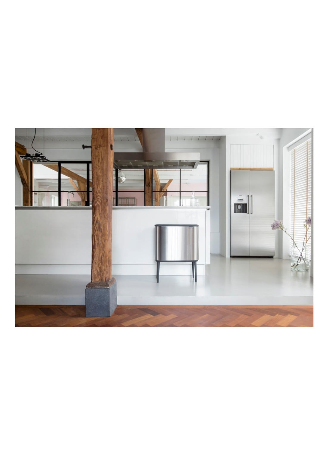 Brabantia Bo Touch Bin recyling duo prullenbak met deksel op pootjes 11 + 23 liter - voorkant 2 zilver