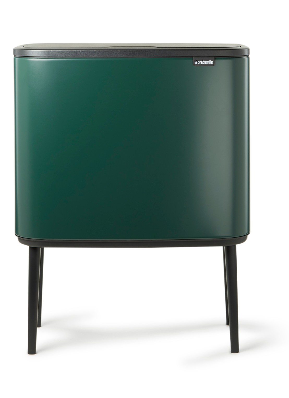 Brabantia Bo Touch Bin recyling duo prullenbak met deksel op pootjes 11 + 23 liter - voorkant donkergroen