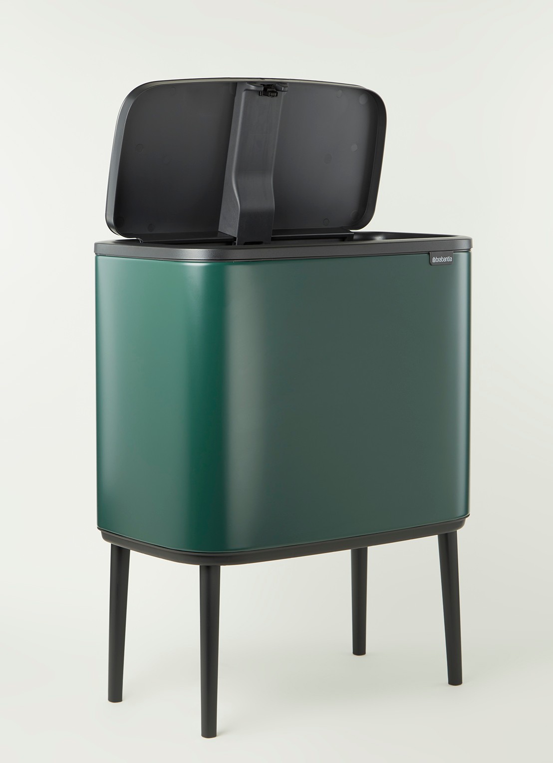 Brabantia Bo Touch Bin recyling duo prullenbak met deksel op pootjes 11 + 23 liter - voorkant 2 donkergroen