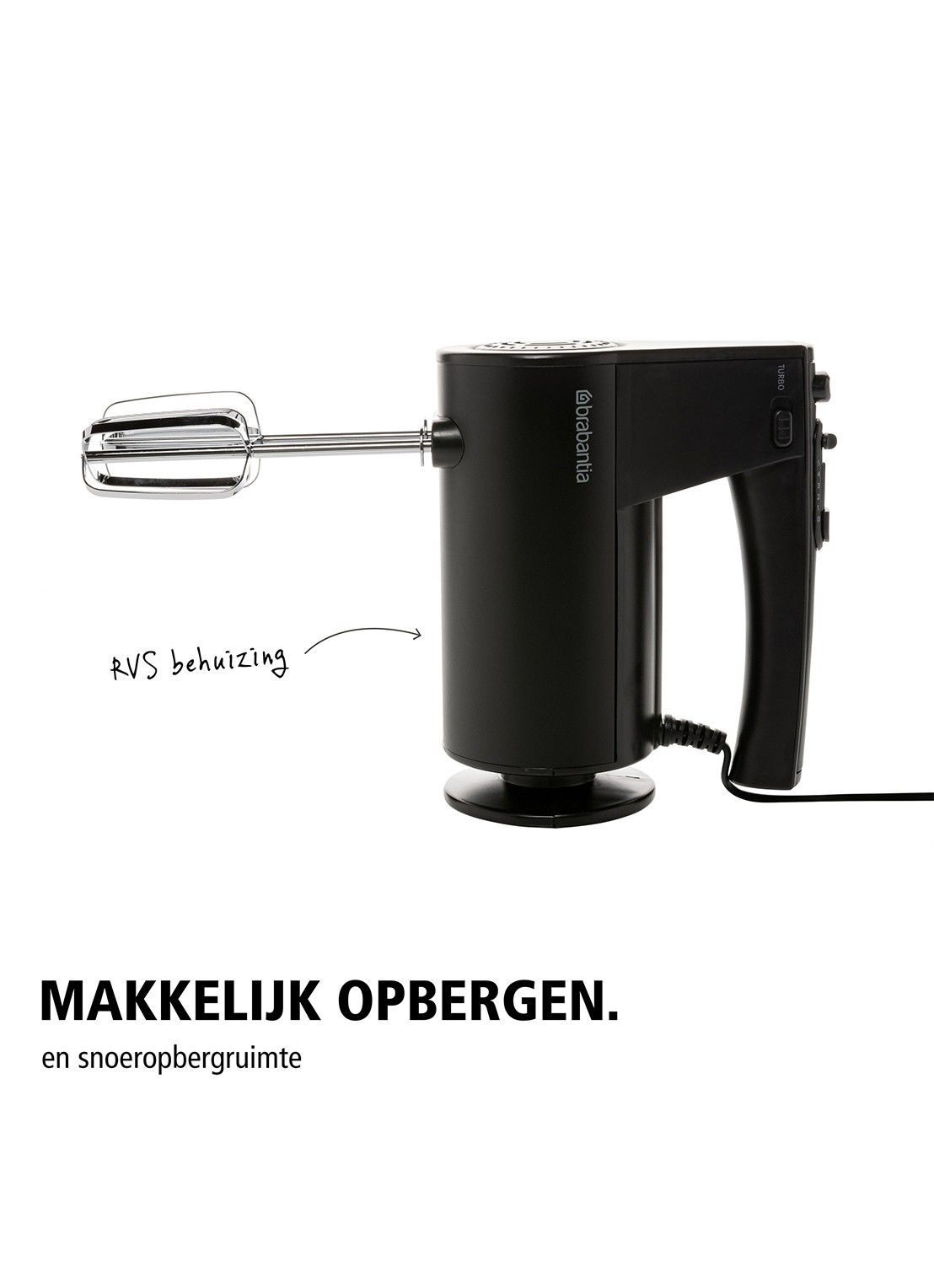Brabantia Handmixer BBEK1071MB - detail zwart
