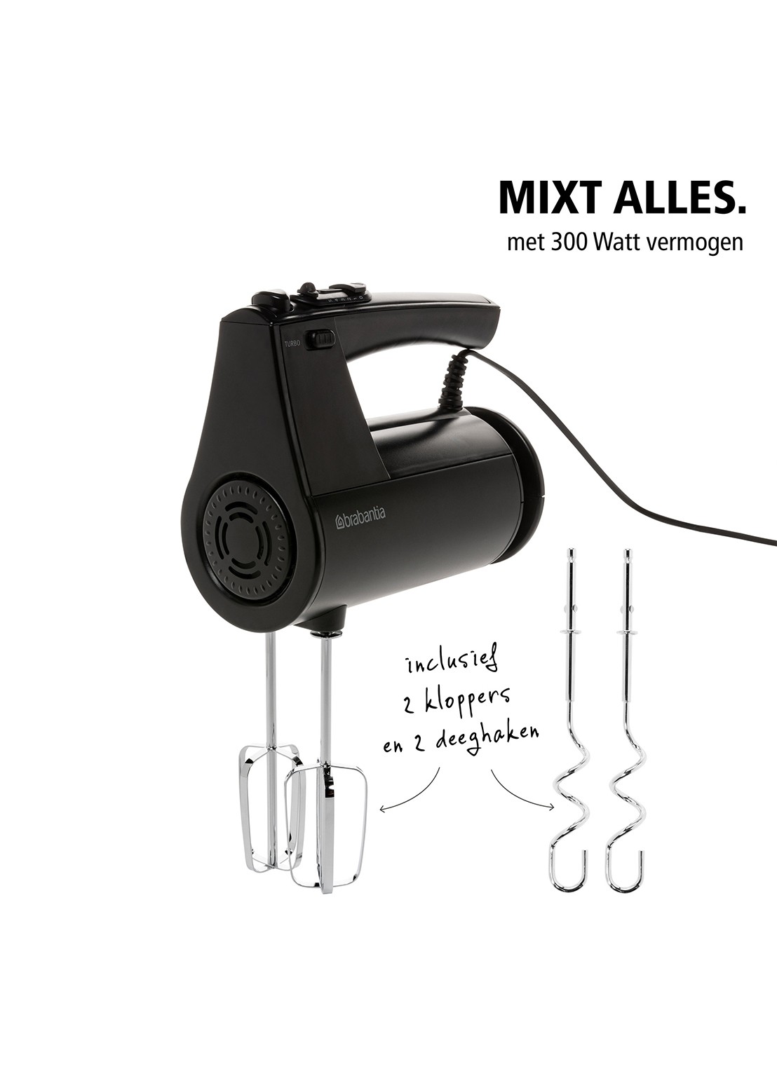 Brabantia Handmixer BBEK1071MB - voorkant 6 zwart