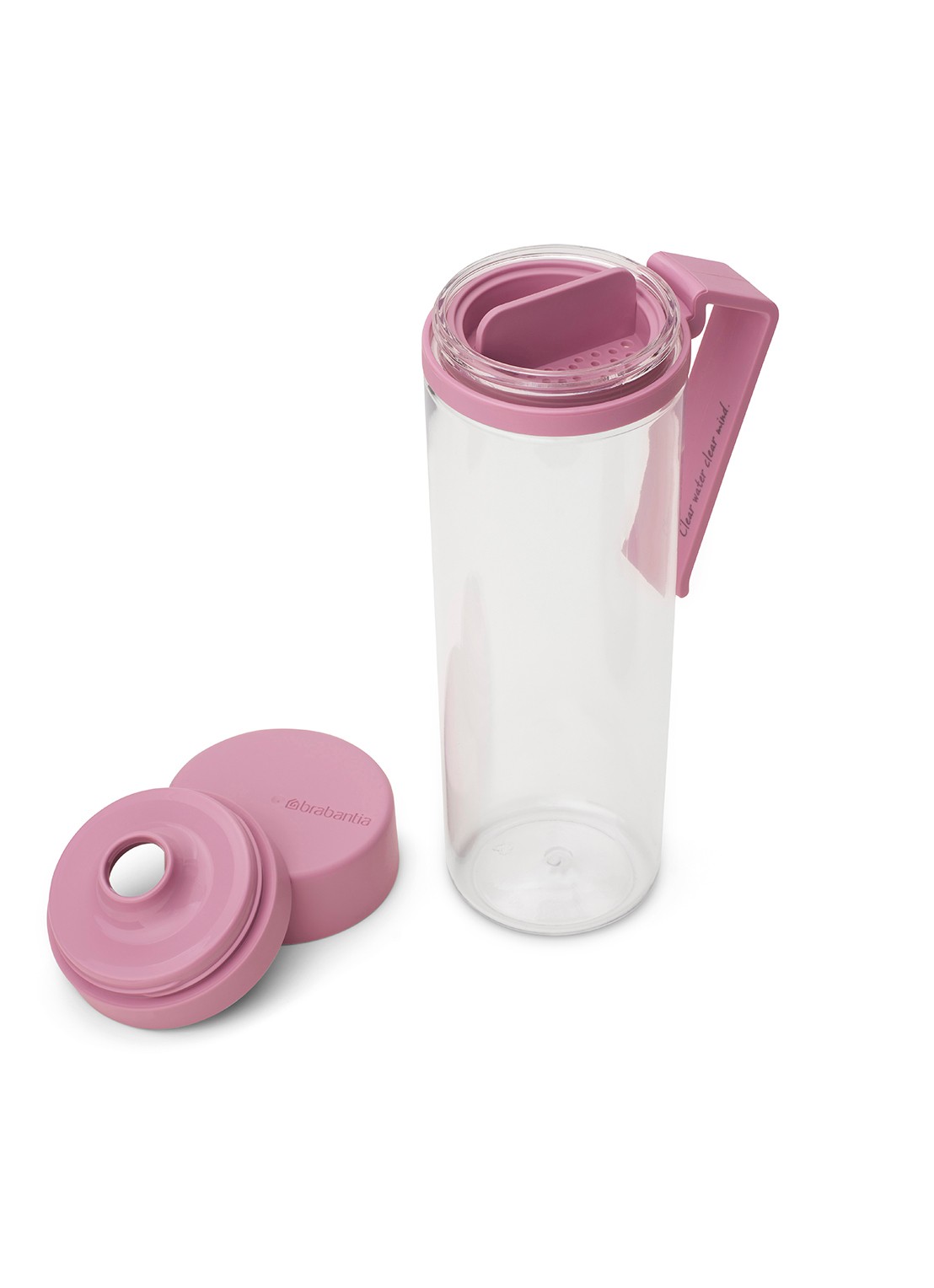 Brabantia Make & Take drinkfles met fruitfilter 50 cl  - achterkant donkerroze