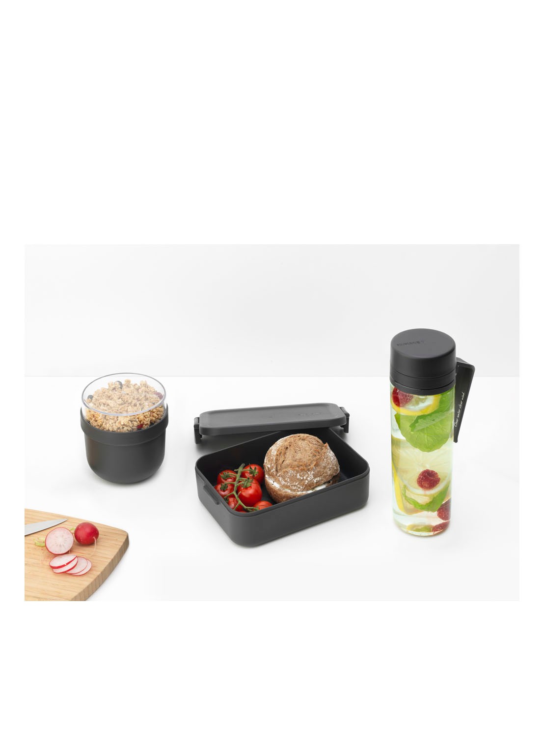 Brabantia Make & Take ontbijt- en lunchset 3-delig - achterkant donkergrijs